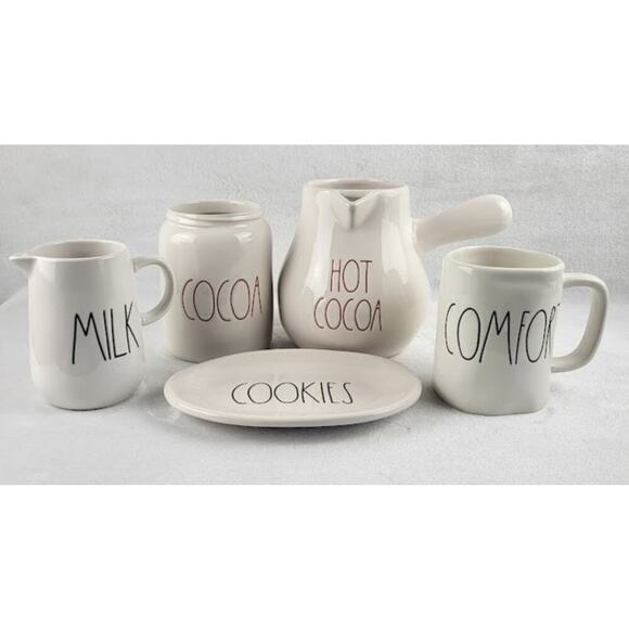 Rae Dunn By Magenta Hot Cocoa Ceramic Hot Chocolate Pouring Pot Red Lettering - Picture 9 of 9